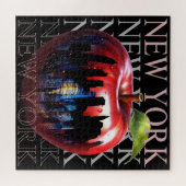 ニューヨークザビッグアップルフルーツシルエットシティ ジグソーパズル (横)