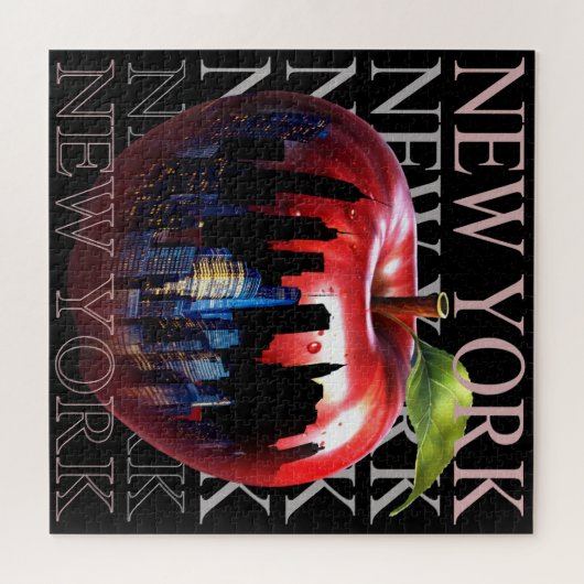 ニューヨークザビッグアップルフルーツシルエットシティ ジグソーパズル (横)