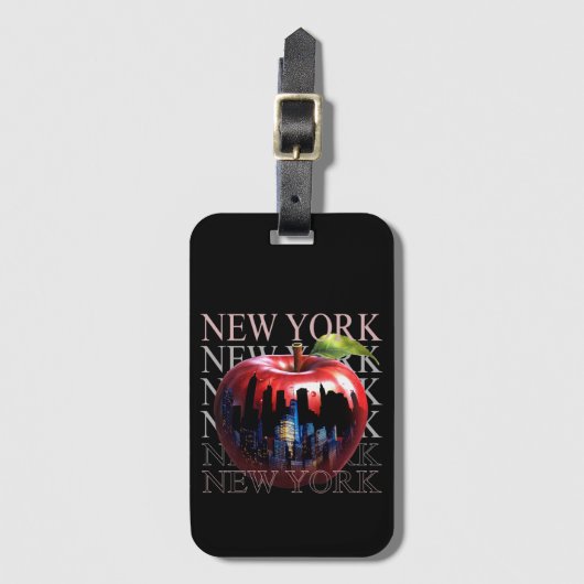 ニューヨークザビッグアップルフルーツシルエットシティ ラゲッジタグ (正面縦)