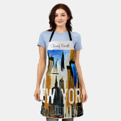 ニューヨークザビッグアップル絵画抽象芸術 エプロン (着用した状態)