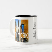 ニューヨークザビッグアップル絵画抽象芸術 ツートーンマグカップ (正面左)