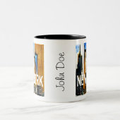 ニューヨークザビッグアップル絵画抽象芸術 ツートーンマグカップ (中央)