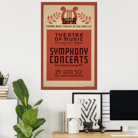 ニューヨークシアターミュージックWPA 1940ヴィンテージポスター ポスター (ホームオフィス)