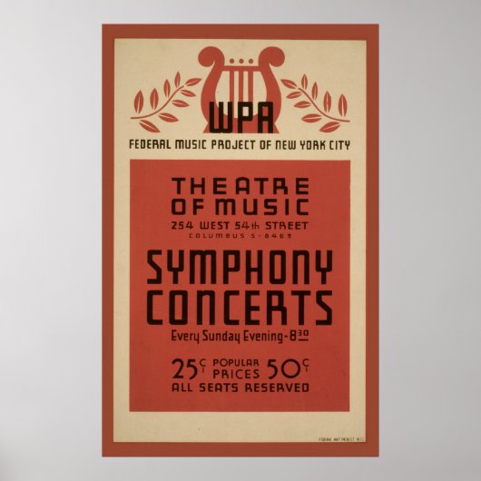 ニューヨークシアターミュージックWPA 1940ヴィンテージポスター ポスター (正面)