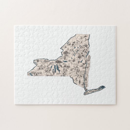 ニューヨークシェイプヴィンテージ写真マップ ジグソーパズル (横)