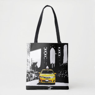 ニューヨークシティかわいいNycの黄色いタクシーブルックリンPopart トートバッグ