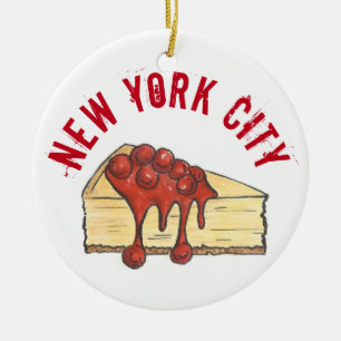 ニューヨークシティさくらんぼチーズケークスライスNYC セラミックオーナメント