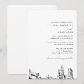 ニューヨークシティのウェディングエレガントスカイライン招待状 招待状 (正面/裏面)