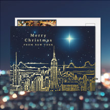ニューヨークシティのクリスマススター写真ホイルポストカード