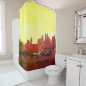 ニューヨークシティのスカイラインのカラフルな喜劇的な一見 シャワーカーテン (インサイチュ)