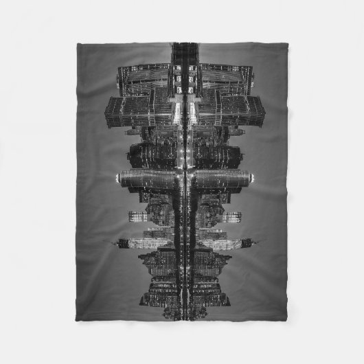 ニューヨークシティのスカイラインの景色の写真 フリースブランケット (正面)