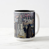 ニューヨークシティのスカイラインの景色 ツートーンマグカップ (正面右)