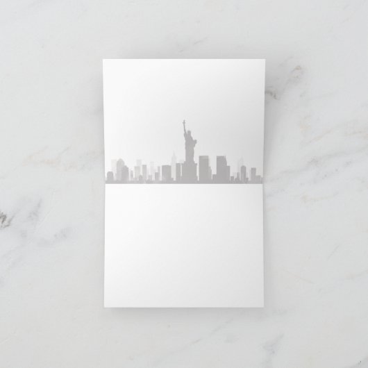 ニューヨークシティのスカイラインの結婚式のサンキューカード サンキューカード (内部)