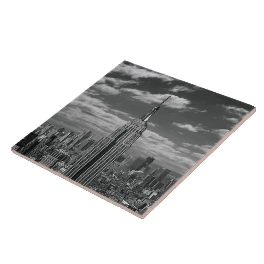 ニューヨークシティのスカイラインの黒く及び白い景色 タイル (側面)