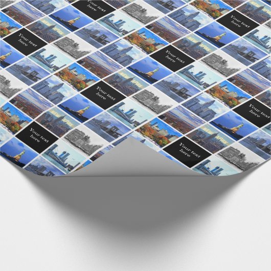 ニューヨークシティのスカイライン8のイメージの写真のコラージュ ラッピングペーパー (角)