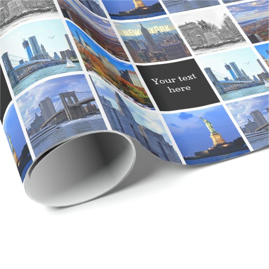 ニューヨークシティのスカイライン8のイメージの写真のコラージュ ラッピングペーパー (ロールコーナー)