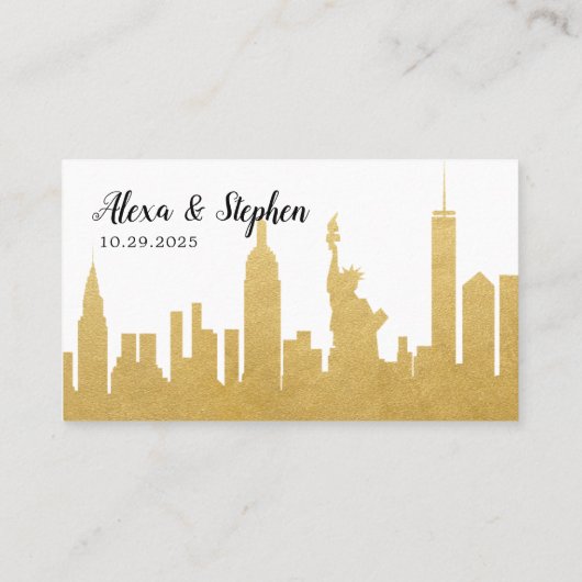 ニューヨークシティのスカイライン ゴールド NYC 歓迎カード 席札 プレイスカード (裏面)