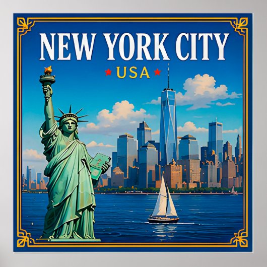 🗽 ニューヨークシティのスカイライン マンハッタンからの思い出 🗽 ポスター (正面)