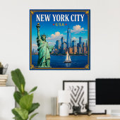 🗽 ニューヨークシティのスカイライン マンハッタンからの思い出 🗽 ポスター (ホームオフィス)