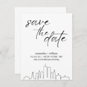 ニューヨークシティのスカイライン ミニマリスト Save The Date 招待状 (正面/裏面)