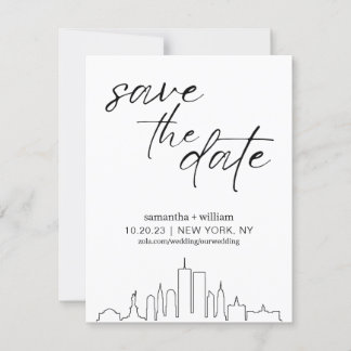 ニューヨークシティのスカイライン ミニマリスト Save The Date 招待状