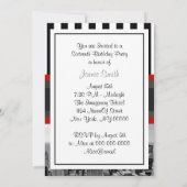 ニューヨークシティのスカイライン モノクロ ブラックアンドホワイト ストライプ 2枚組 スイート16 招待状 (裏面)