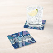 ニューヨークシティのスカイライン|青い3D スクエアペーパーコースター (インサイチュ)