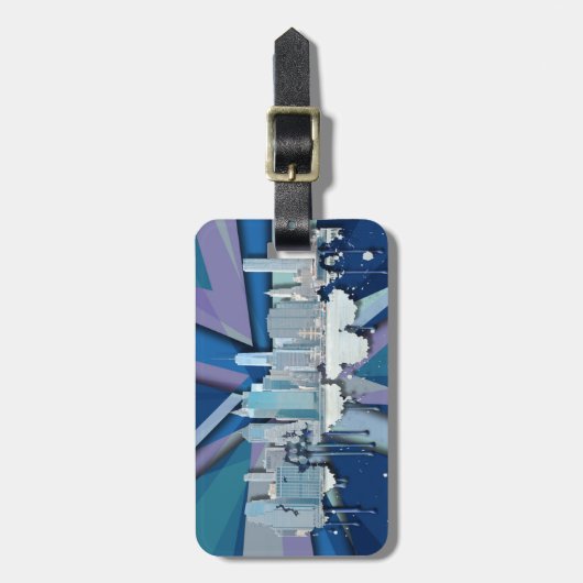 ニューヨークシティのスカイライン|青い3D ラゲッジタグ (正面縦)