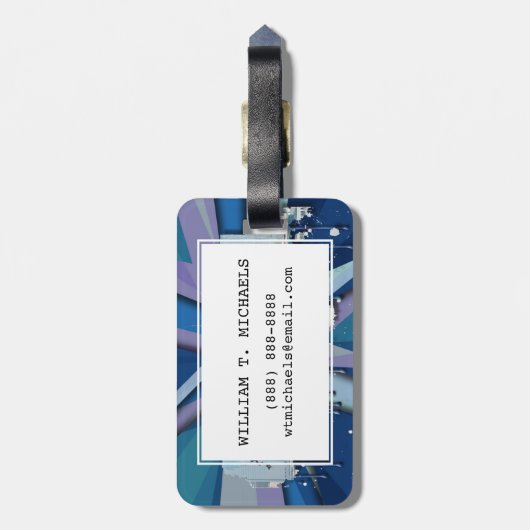 ニューヨークシティのスカイライン|青い3D ラゲッジタグ (裏面縦)