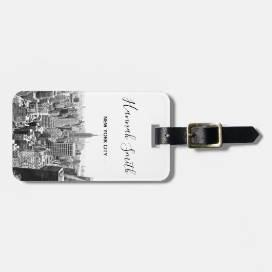 ニューヨークシティのスカイラインPersonnalised ラゲッジタグ (正面横)