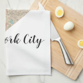 ニューヨークシティのハートの地図 キッチンタオル (四つ折り)