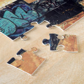 ニューヨークシティのパズル-中華街の屋上の落書き ジグソーパズル (側面)