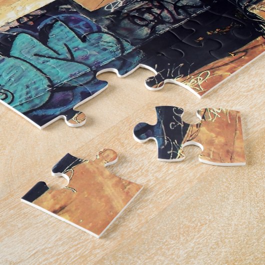 ニューヨークシティのパズル-中華街の屋上の落書き ジグソーパズル (側面)