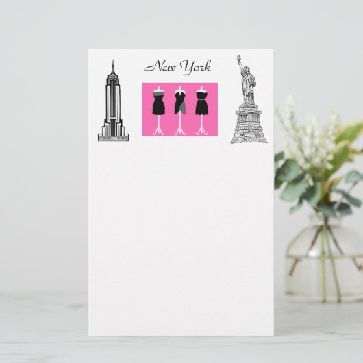 ニューヨークシティのファッションのテーマの文房具 便箋 (スタンド正面)