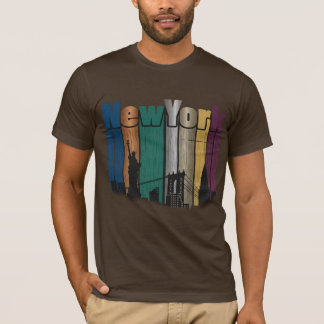 ニューヨークシティのレトロなスカイライン グラフィックTシャツ Tシャツ