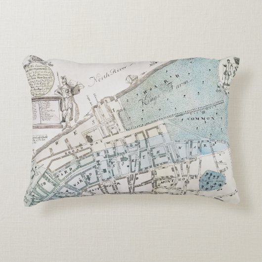 ニューヨークシティの地図1728年 アクセントクッション (正面)