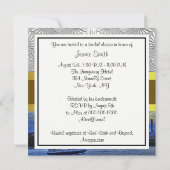 ニューヨークシティの夕焼けのスカイラインを飾った白いダマスクのウェディングシャワーのお祝い 招待状 (裏面)