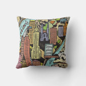 ニューヨークシティの手描きの地図 クッション (裏面)