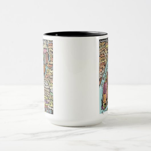 ニューヨークシティの手描きの地図 マグカップ (中央)