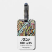 ニューヨークシティの手描きの地図 ラゲッジタグ (裏面縦)