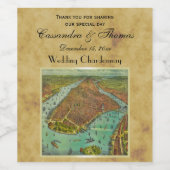 ニューヨークシティの旧式な地図動揺してなBG ワインラベル (シングルラベル)