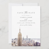 ニューヨークシティの水彩画ビーチ Save the Date 招待状 (正面)