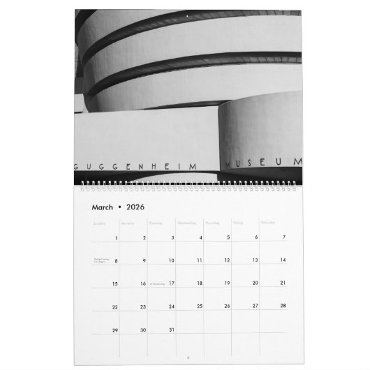 ニューヨークシティの画像的な白黒写真 カレンダー (3月 2026)
