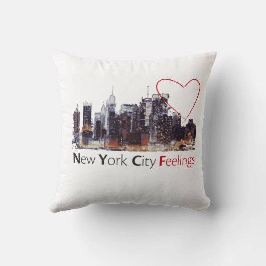 ニューヨークシティの白の枕 クッション (裏面)