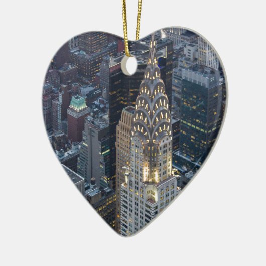 ニューヨークシティの空気のスカイラインNYCを造るクライスラ セラミックオーナメント (左)