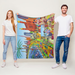 ニューヨークシティの絵画 フリースブランケット