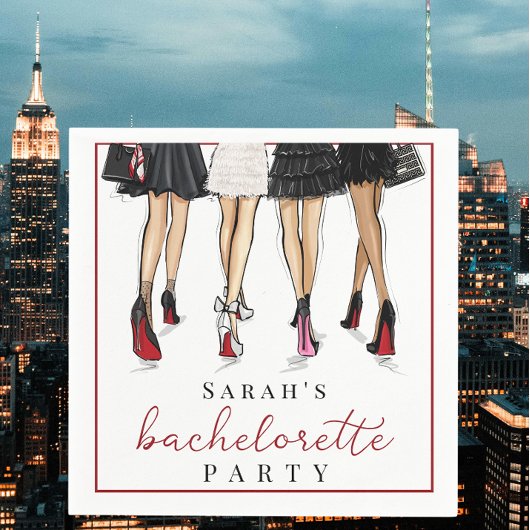 ニューヨークシティの花嫁の独身最後のファッションイラスト スタンダードカクテルナプキン