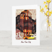 ニューヨークシティの通りのコラージュの挨拶状 カード (黄色い花)