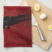 ニューヨークシティの通り場面、雨の日の傘 キッチンタオル (四つ折り)