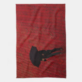 ニューヨークシティの通り場面、雨の日の傘 キッチンタオル (縦)